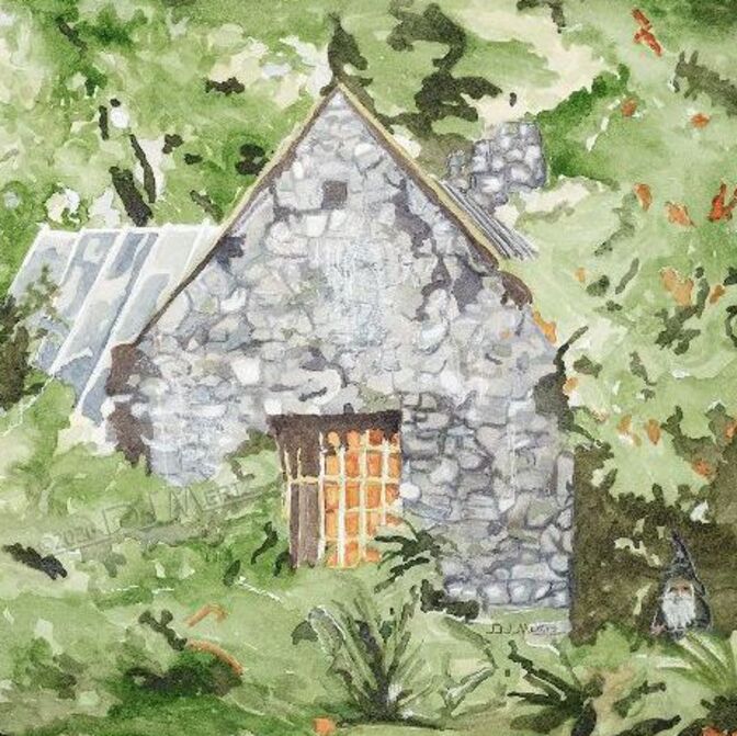 Stone Cottage - Original 16x12