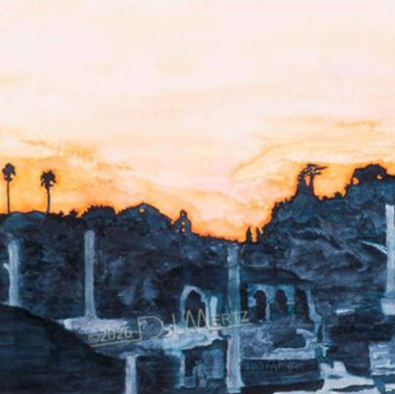 Sunset On Rome - Original Framed 23x17