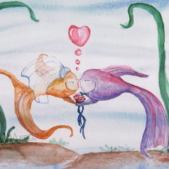 Kissing Fishies - Original in Private Collection