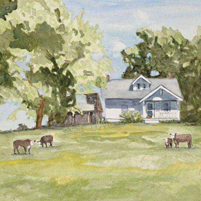 Down On The Farm - Original Framed 20x16