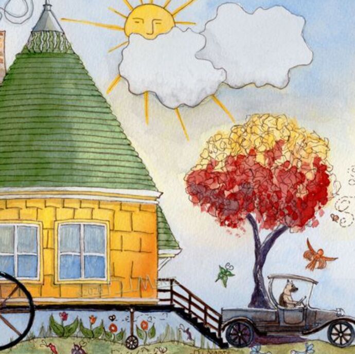 Shepherd's Hut - Original Framed 14x11